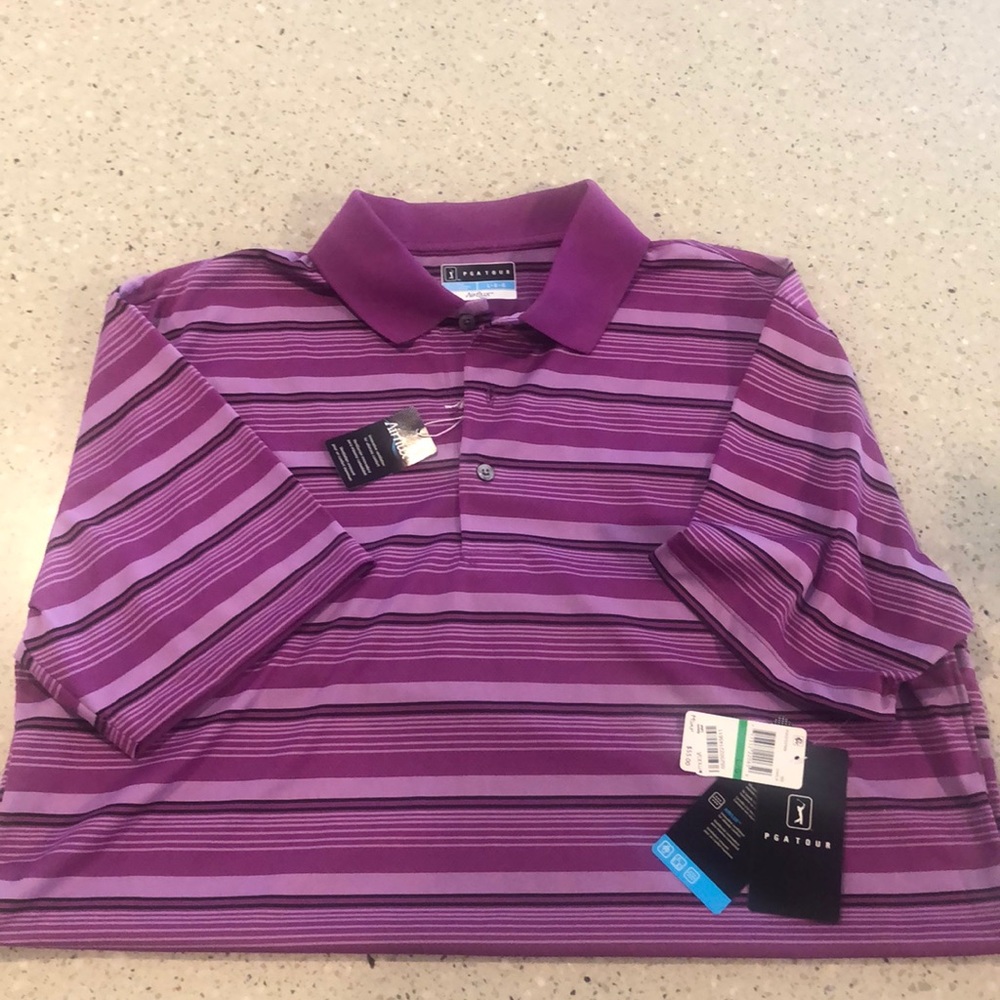 Air flux pga tour purple striped polo shirt
